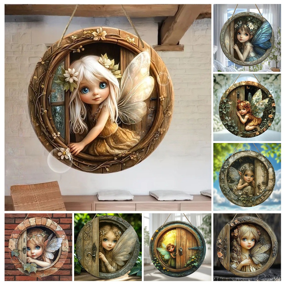 Home Office Logo - 2D Charmant Fairy Door Circulair Houten