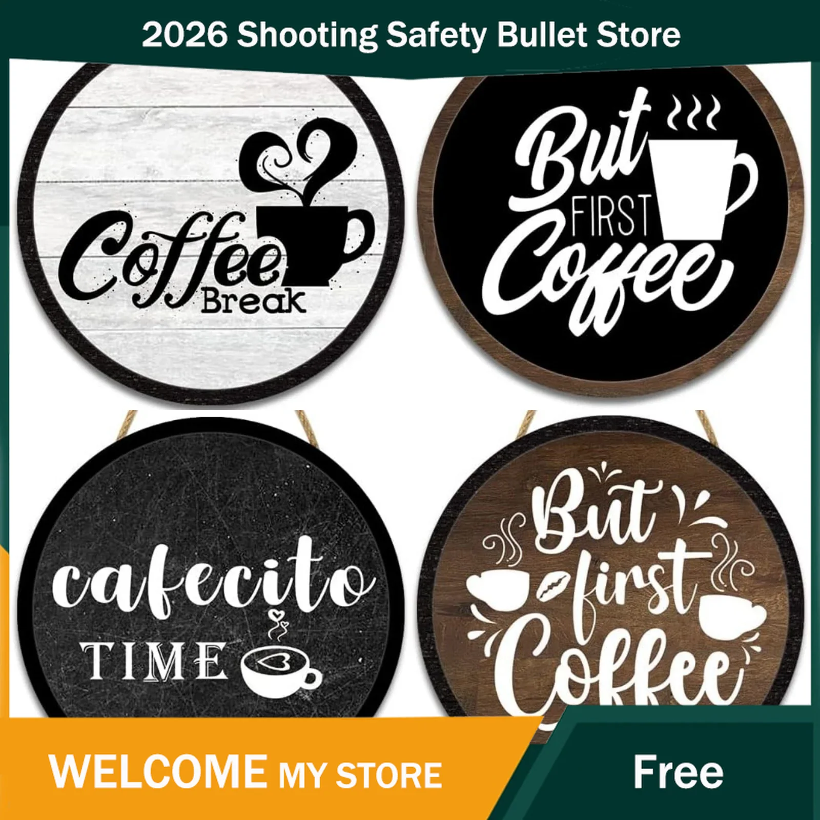Home Office Gif - Koffiebordjes Decoratie voor Koffiebar Houten Boerderijstijl