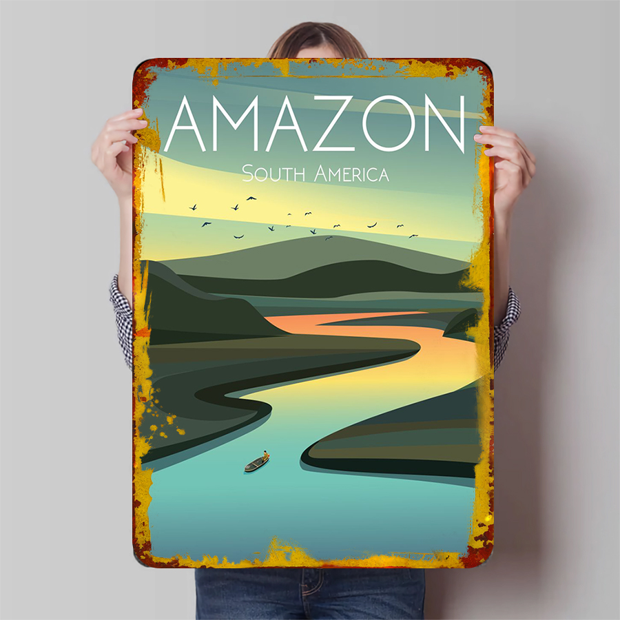 Home Office Of Amazon - Amazon River landschap metalen muur kunst