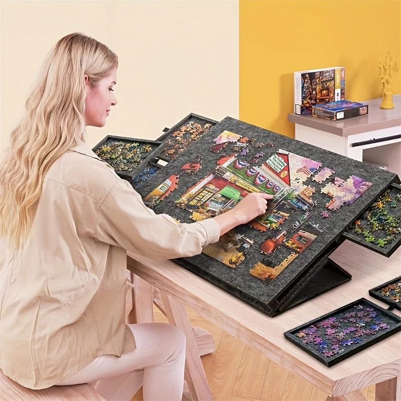 Desk Drawer Small - 6-laden puzzeltafel voor 1500 stukjes, viltbord