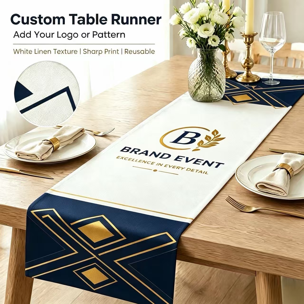 Home Office Logo - Aangepaste tafelloper gepersonaliseerde naam foto logo