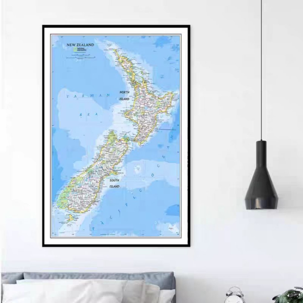 Home Office And Library - Grote HD Nieuw-Zeeland kaart posters prints