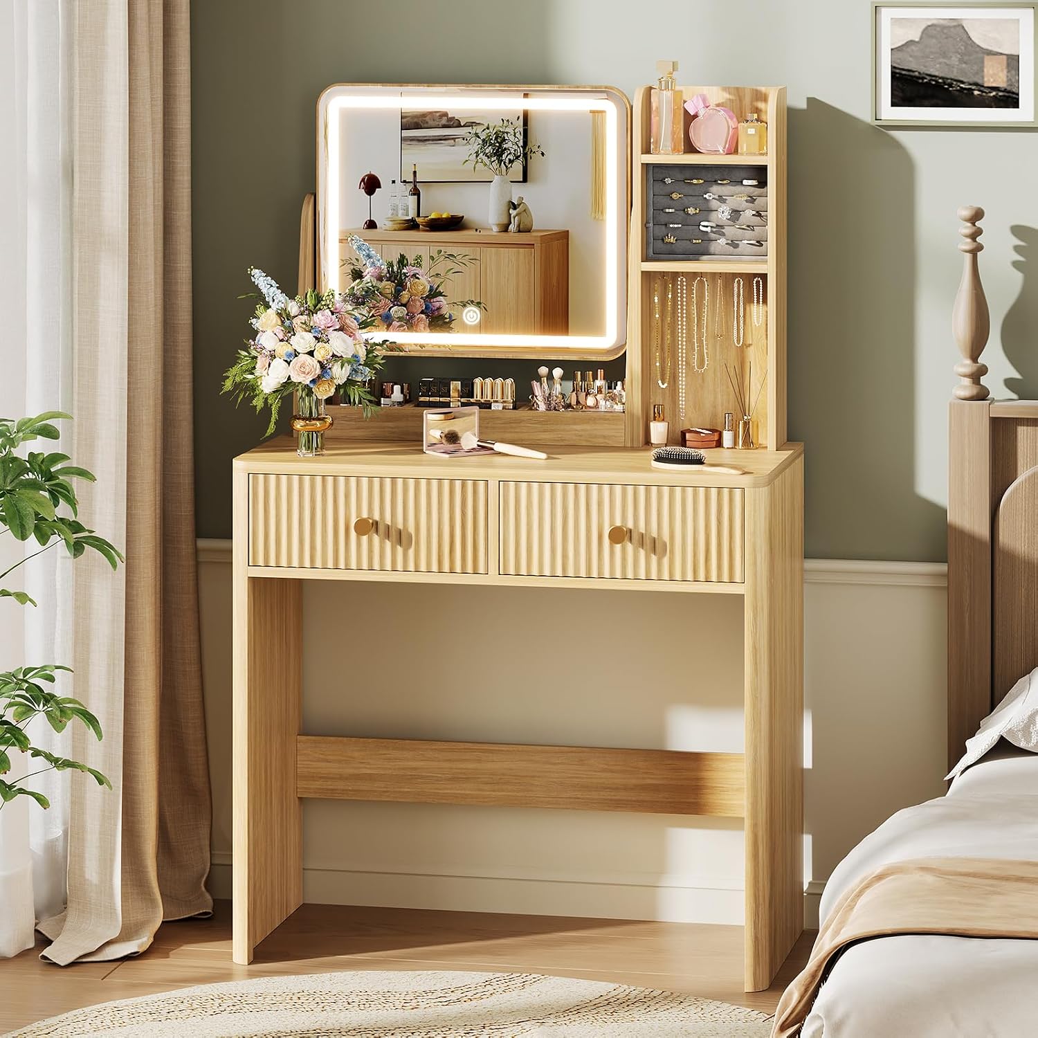 Gevlokte kaptafel met spiegel  - Desk Drawer Small recensie en prijs