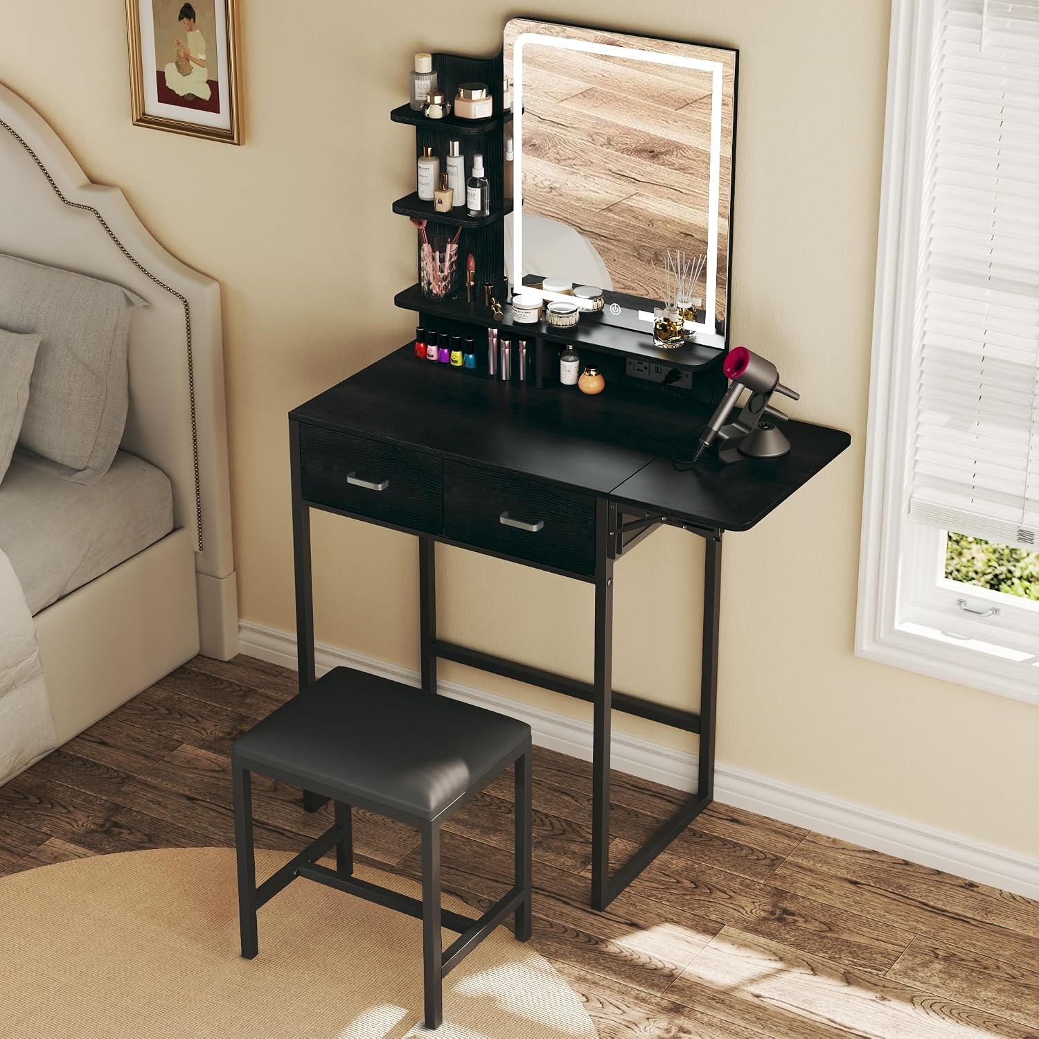 Kaptafel met spiegel en verlic - Desk Drawer Small recensie en prijs