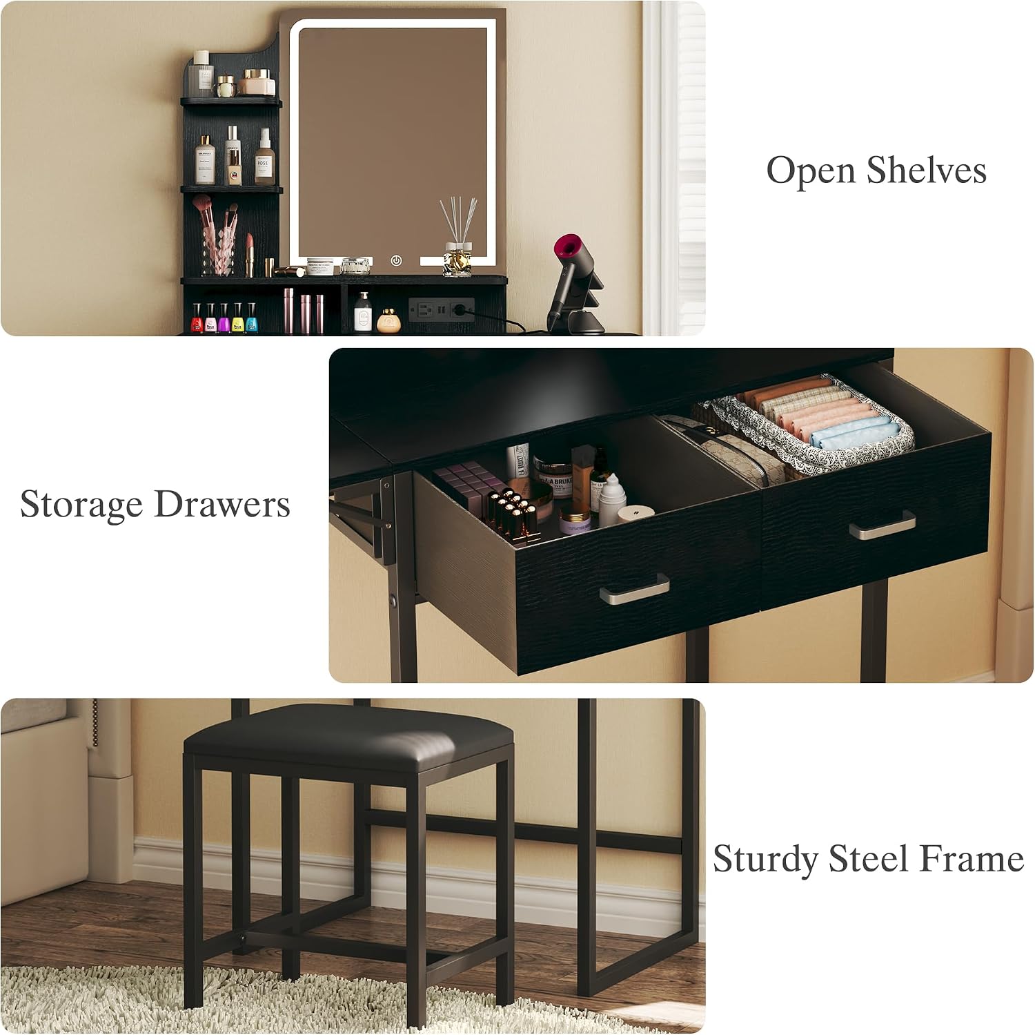 Kaptafel met spiegel en verlic - Desk Drawer Small recensie en prijs
