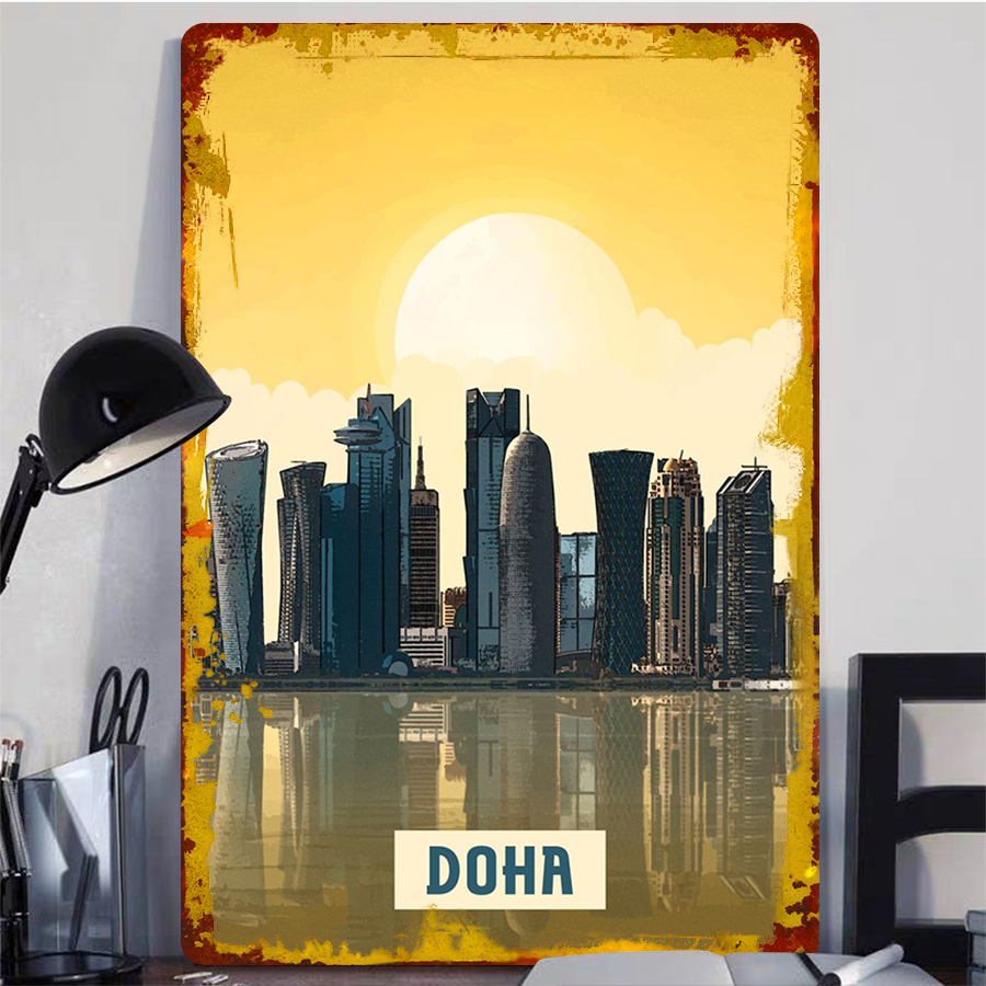 Doha Skyline Metal Wall Art Qa - Home Office Qatar recensie en prijs